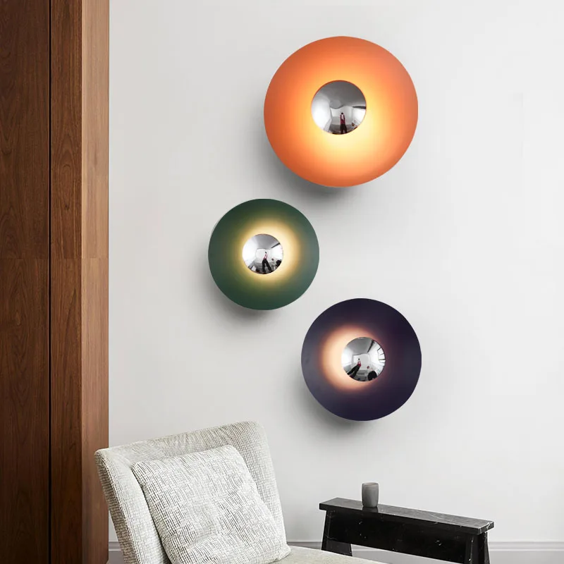 Lámpara de pared de Arte Moderno, Lámpara decorativa de pared de fondo de sofá de sala de estar, lámpara Dedroom Dedside Makron, luz de pared de modelo de platillo volador