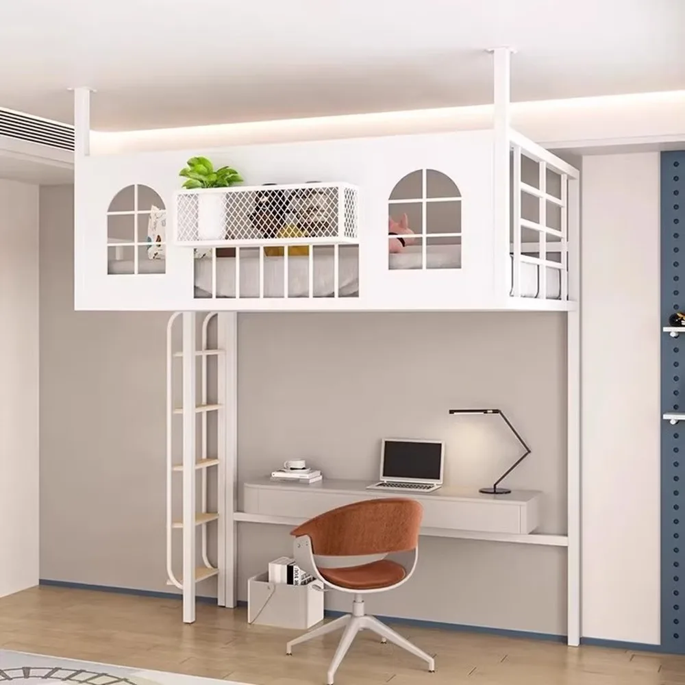 Space Saving Metal Loft Bed Modern High Sleeper Frame Minimalist Wall Mounted Bunk for Small Room Iron Hanging Bed view 3