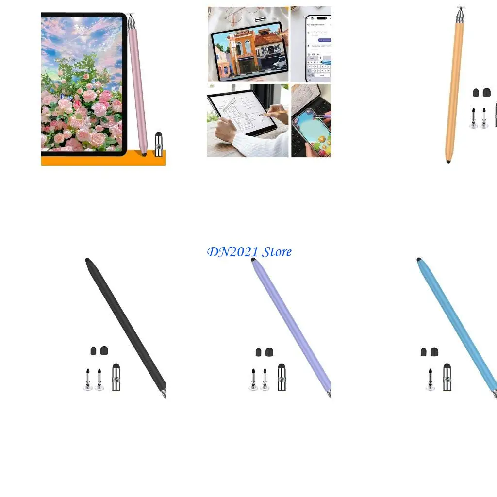 

F3KE Universals Two Tip Styluses Pen 3 in 1 Design Soft Silicone Heads for Tablets Phones Precise Touch Control