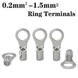 100-1000PCS Non-Insulated Ring Terminal Kit Use For Cable 0.2-1.5mm² Pure Copper Crimp Terminals RNB0.5/1.25 Eyelet Connector