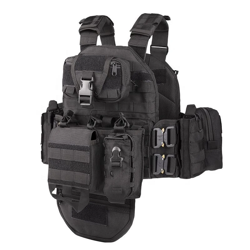 YAKEDA Quick Release Chaleco Tactical Plate Carrier Molle Crotch Protection Tactical Vest 1000D polyester