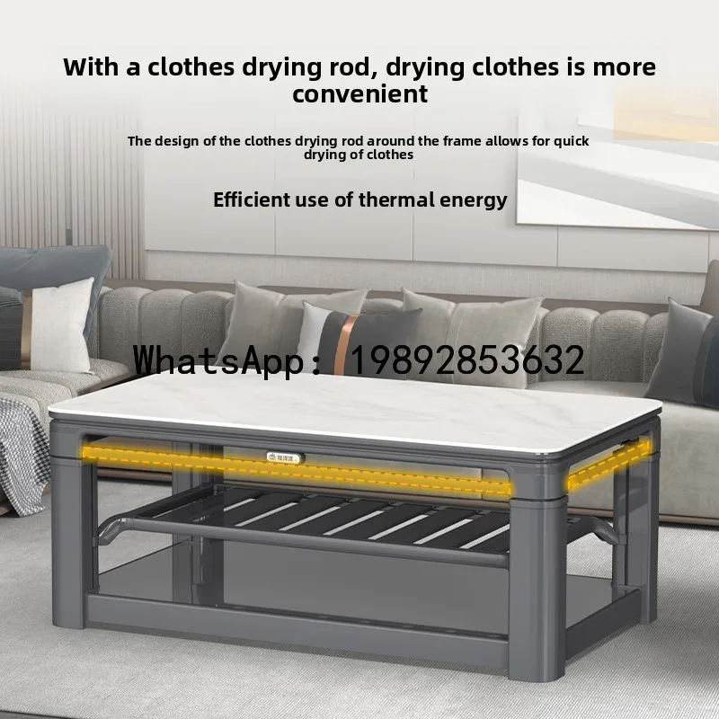 XL Rectangular Electric Heating Table for Living Room Home Use, Adjustable Height, Integrated Heating and Coffee Table
