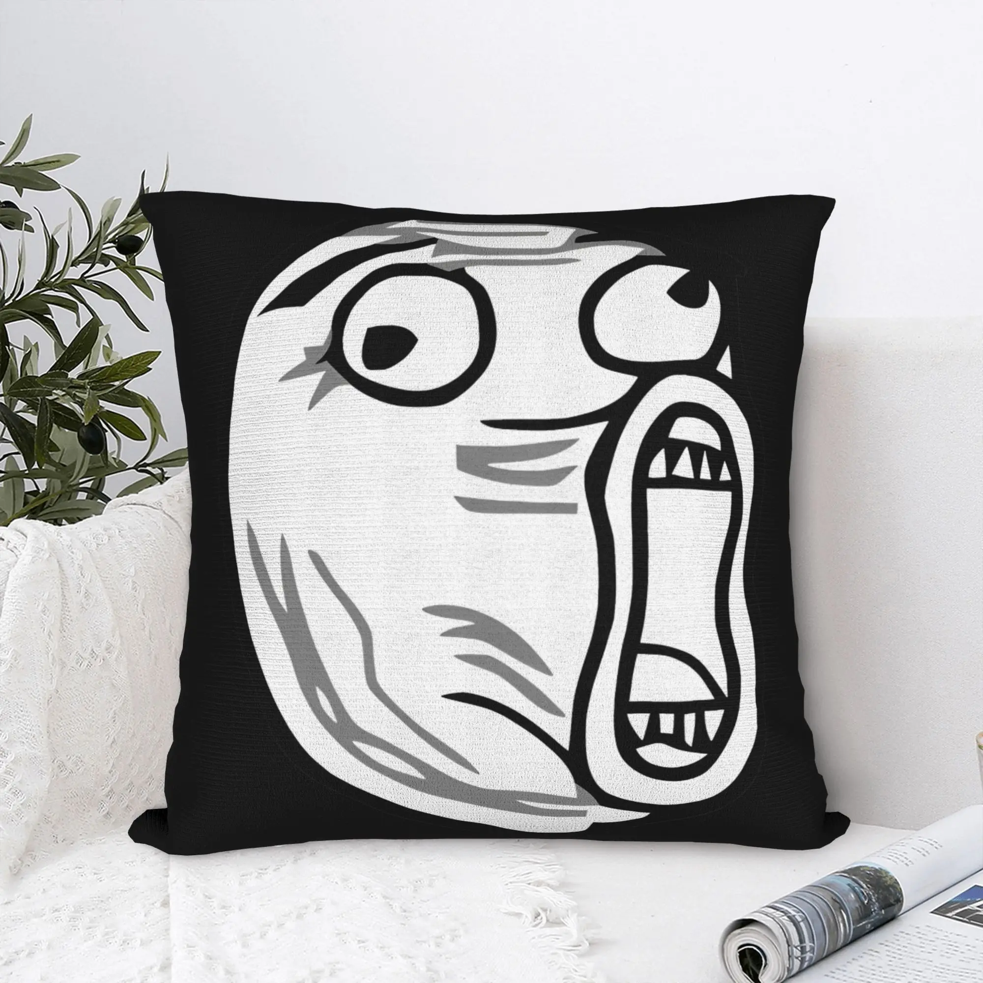 Trollface  Meme  Square Pillow Case Rage Comic Funny Anime  Cushion Cover Customized Zipper Decor Pillowcase for Sofa 18