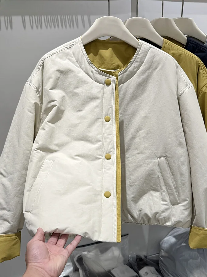 

Thiened Cotton Jaet Women's Winter Large Size Faion Casual Loose Color Blo Long Sve Coat Sli plus Size Outerwear