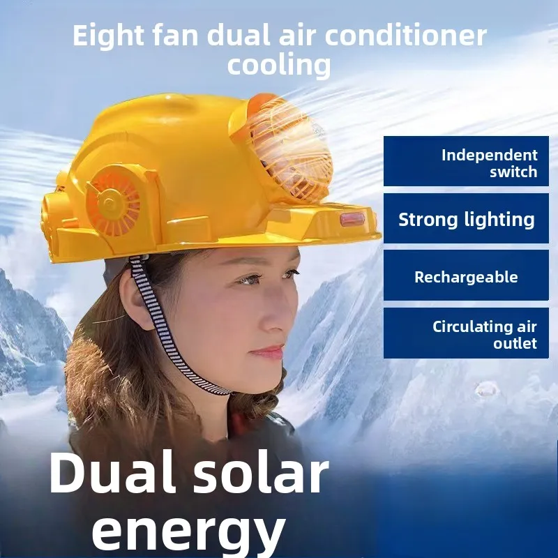 

New Solar Cap with Fan Built-in Air Conditioner Refrigeration Site Helmet Summer Sun Protection Charging and Cooling Cap