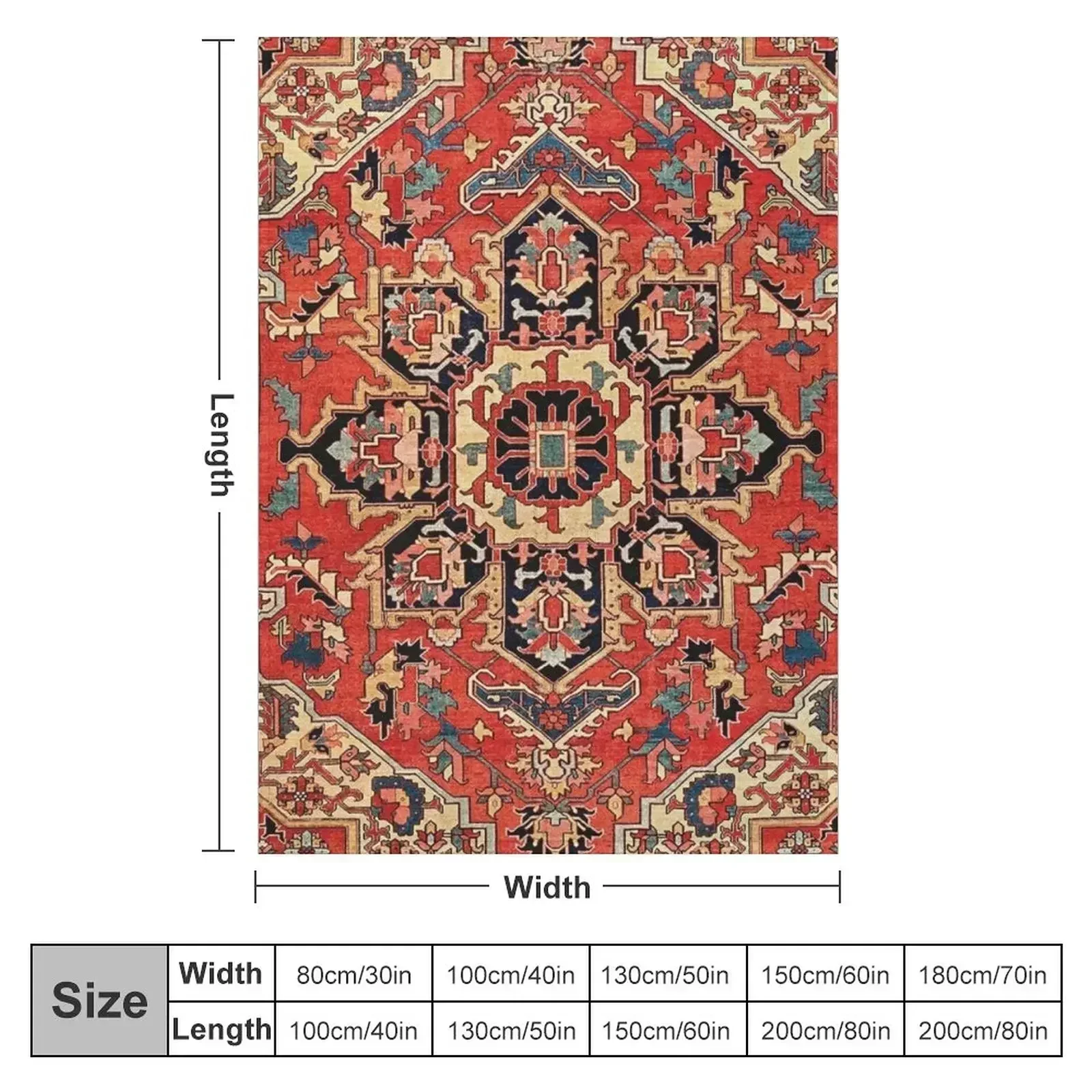 Serapi Antique Persian Carpet Print Throw Blanket couch cozy soft plush fuzzy picnic outdoor blanket 2