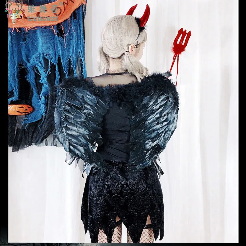 Vestuário De Halloween Adulto Mulher Escuro Mal Anjo Diabo Roleplay Vestuário Vampiro Noiva Rainha Bruxa Palhaço Fantasia Palco Mistério Noite Escura Elfo Diabo Jovem Feminino Charme Personalidade Corte único Com Arred