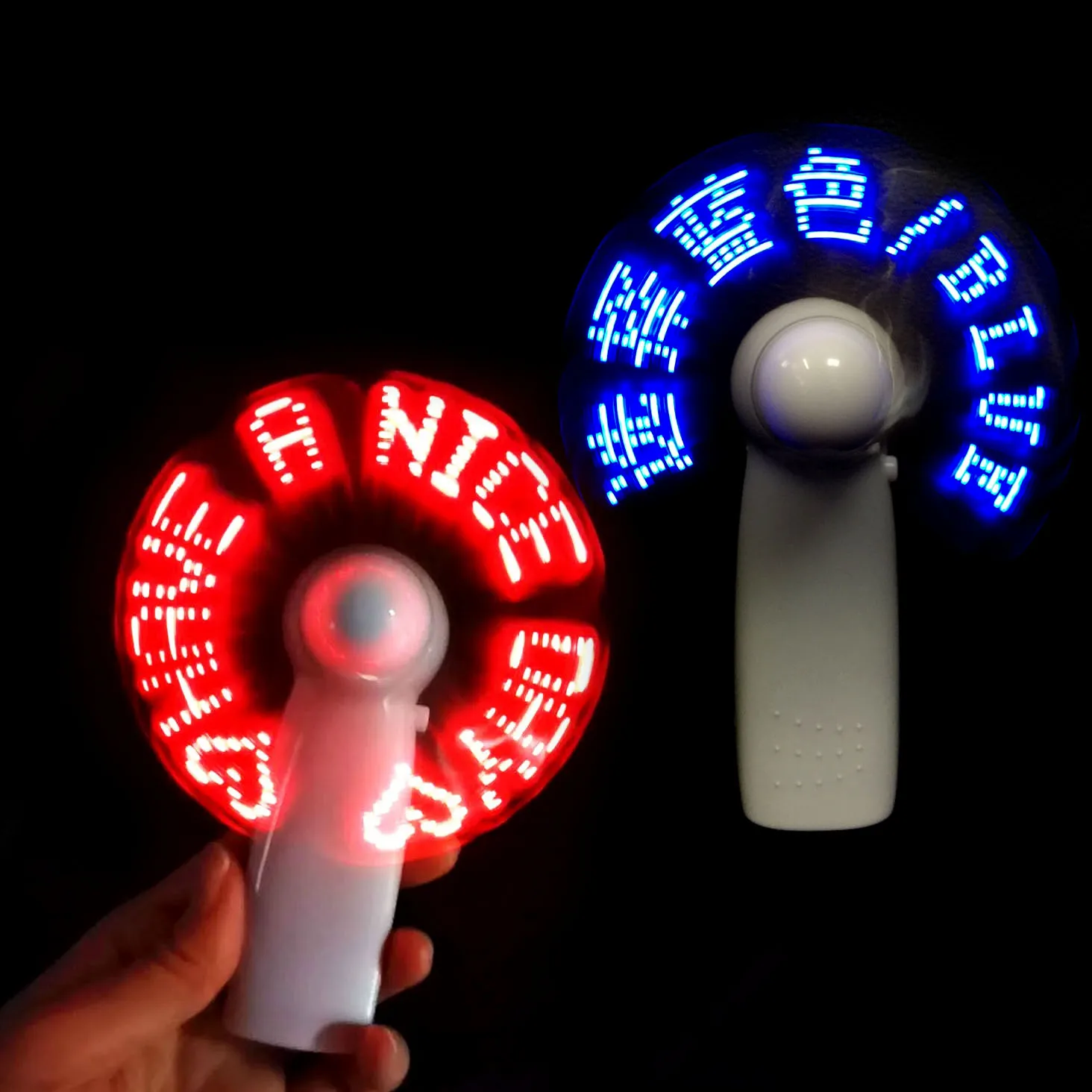 

DIY Handheld With Letters Luminous Flash Word Small Electric Fan Mini LED Light Display Confession Small Handheld Fan