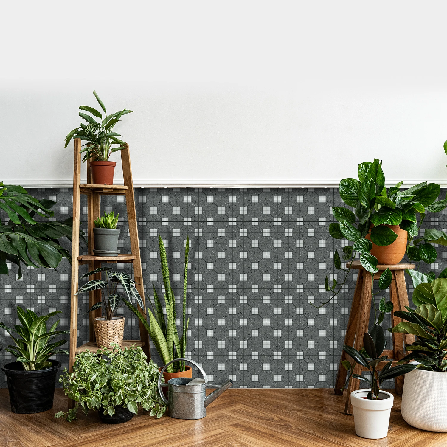 

Gray splicing pattern self-adhesive PVC self-adhesive room decoration ceramic tile stickers wall decoration