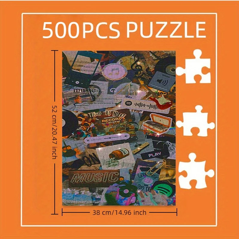 

Бумажный пазл, DIY-головоломка для взрослых, большой настенный декор в стиле ретро с виниловой пластинкой, подходит для семейного отдыха и Хэллоуина