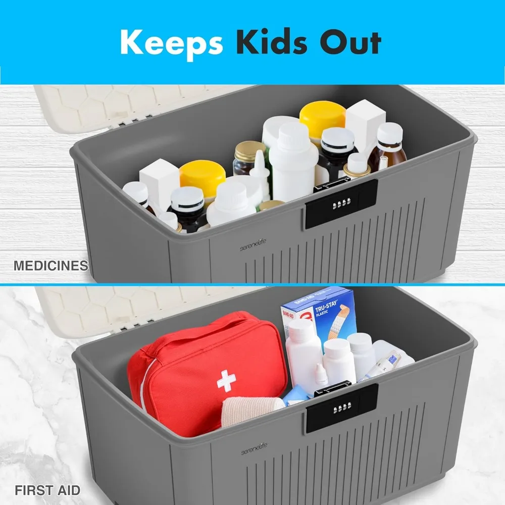 Caixa de armazenamento com tampa resistente, capacidade de 8,5 galões com fechadura combinada, design empilhável para casa e escritório