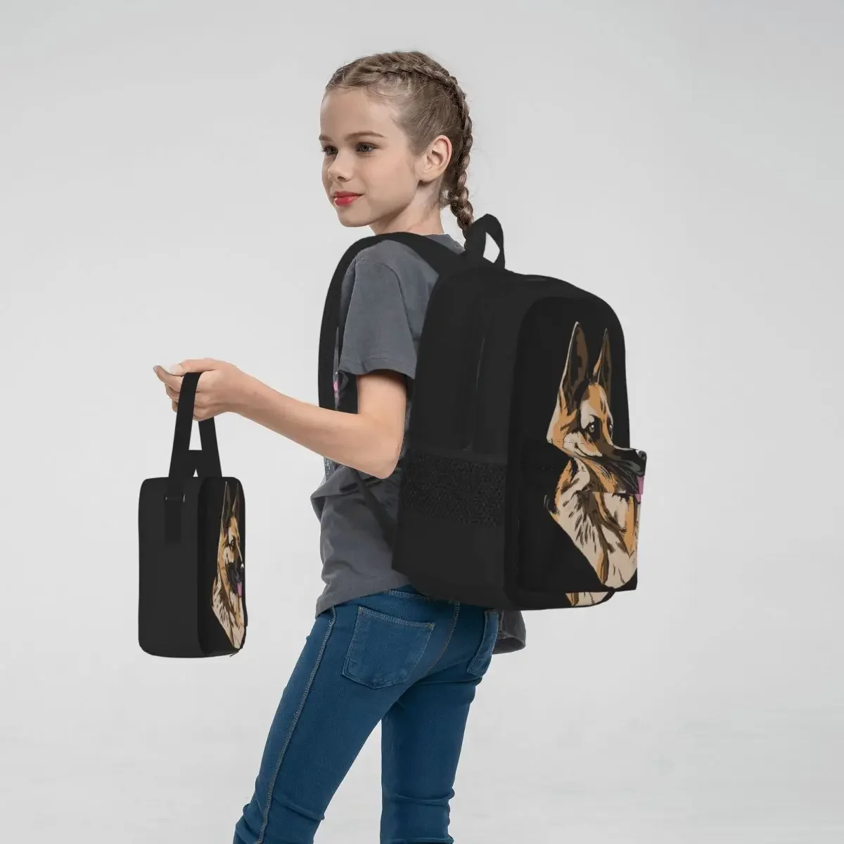 Sac à dos de dessin animé pour enfants, sacs d'école pour enfants, sac à lunch pour enfants, sac à stylo, ensemble de trois pièces, cadeau de troupeau de contribuables allemands, sacs à dos pour les amoureux des chiens