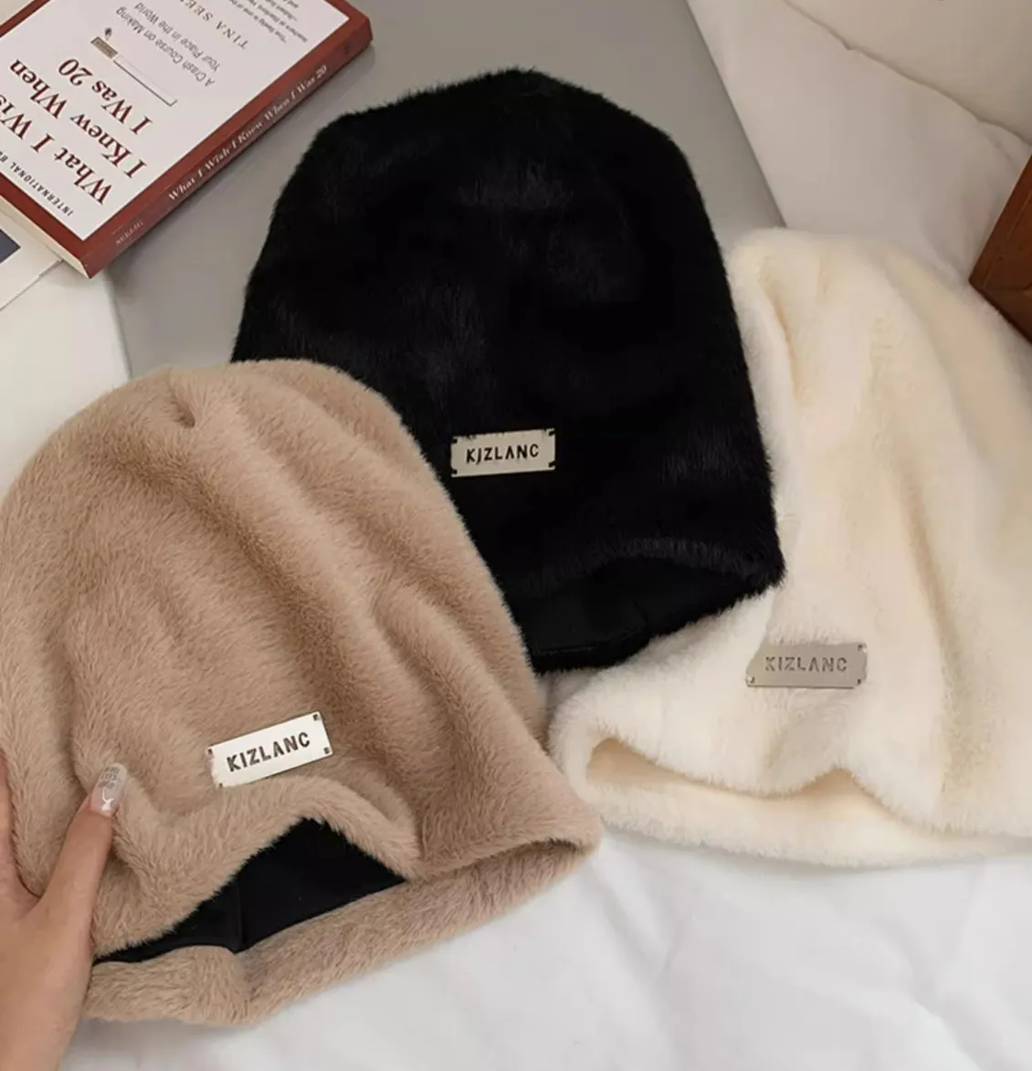 Korean INS Autumn Winter Lovely Soft Fur Pile Up Beanies Plush Fashion Fluffy Hats Premium Feel Sweet Cool Bonnets Warm Wool Cap