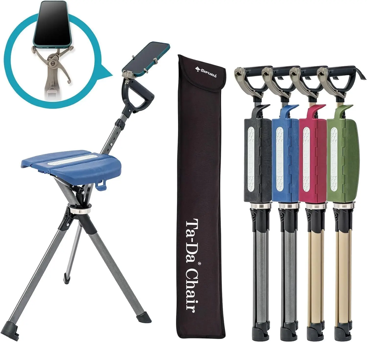 Portable Trekking Hiking Pole, Folding Walking Stick with Seat, Walking Cane with Chair