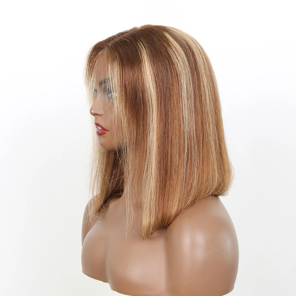 P4/27 Wear And Go Transparente gerade 6x4 Lace-Front-Perücke, vorgebleichte Knoten, leimlose