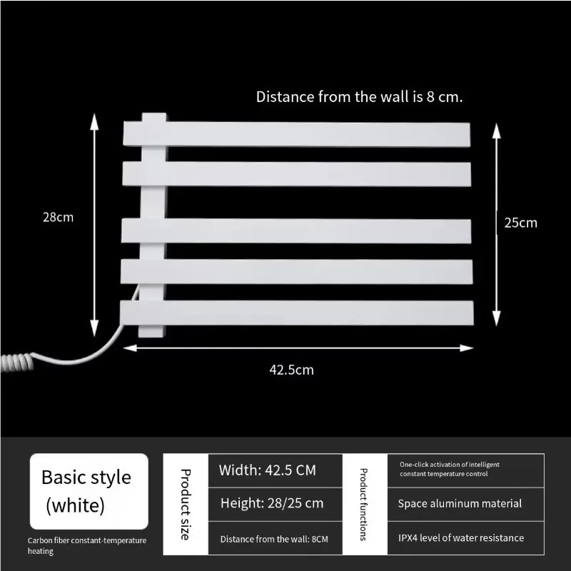 Self-Adhesive Smart Heated Wall-mounted Electric Radiator Warmer Bathroom Towel Rack for Comfort Bath Experience