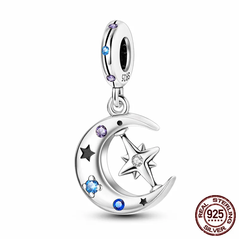 

This S925 sterling silver star and moon charm paired with an original design bracelet is a perfect DIY jewelry gift for women.