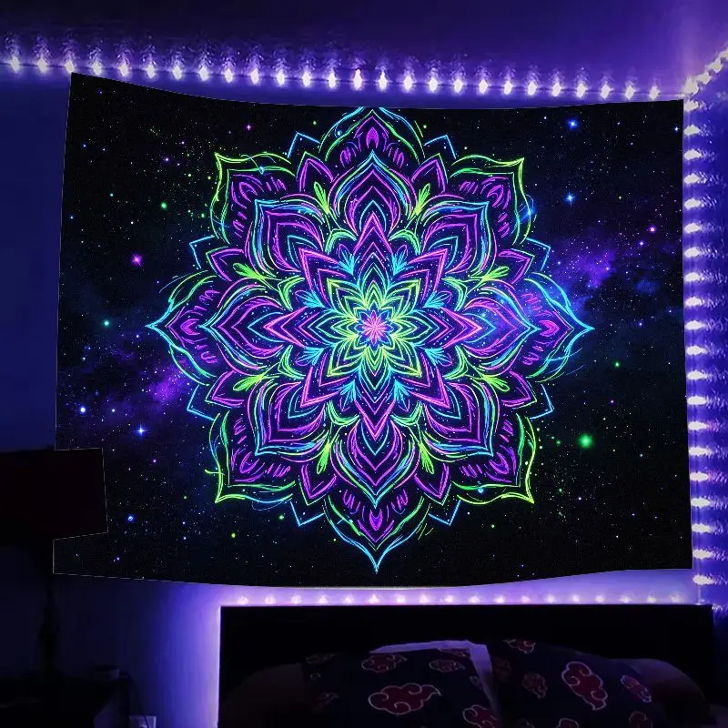 VIKAMA Mandala Wall Hanging, Decorative Backdrop For Bedrooms And Relaxation Rooms, Psychedelic Floral Polyester Tapestry