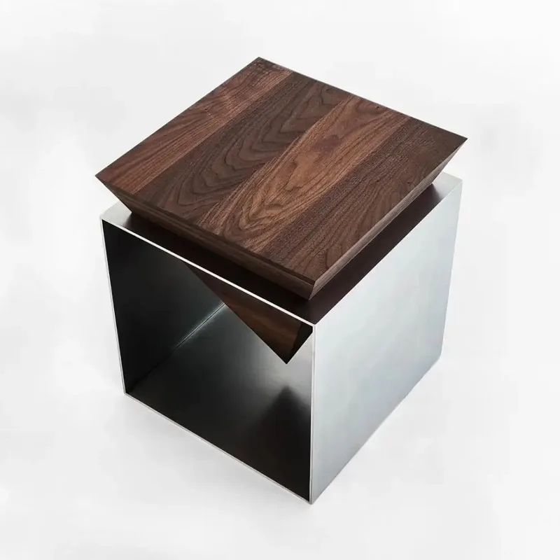 Medieval style sofa edge few light luxury high-end master design Italian minimalist stainless steel solid wood artistic edge few