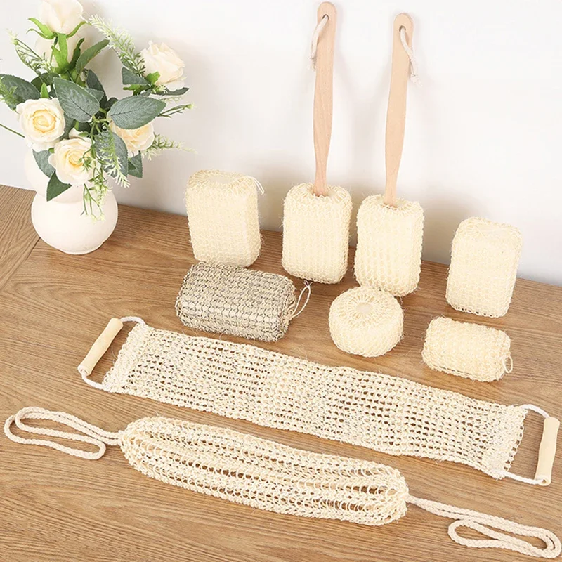 

Portable Double Sided Bathing Towels Exfoliating Back Scrubber Bath Washing Towels Safe Material Bath Brushes Sponges Scrubbers