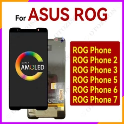 AMOLED For Asus ROG Phone 7 6 5 3 2 LCD With Frame ROG II III Display AI2205 AI2201 ZS673KS I005D ZS660KL Screen Touch Digitizer