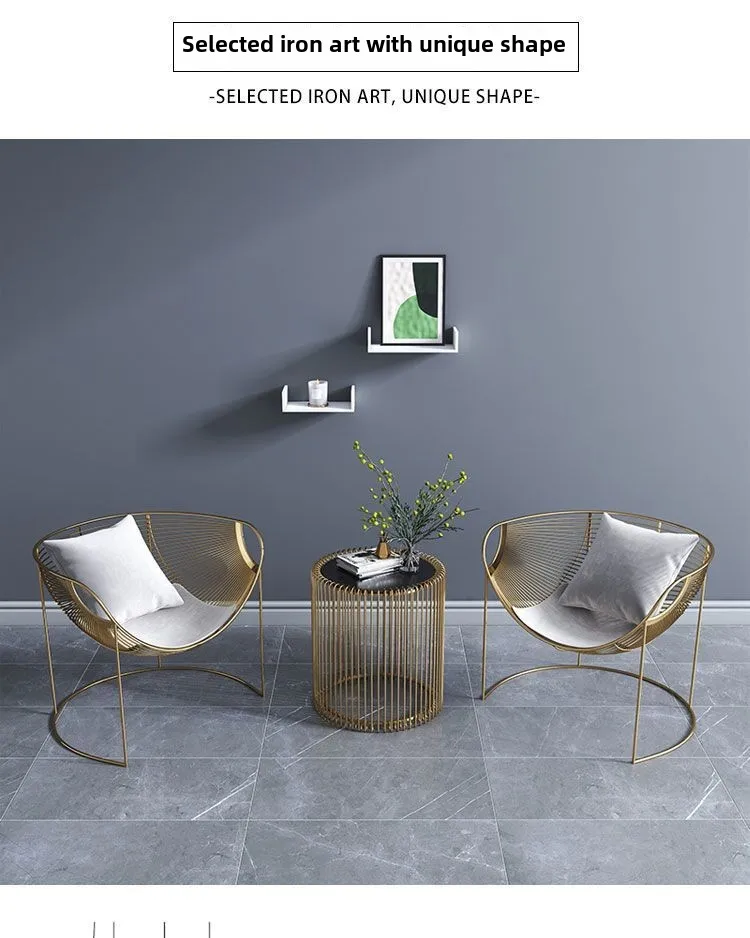 Grid Display Art Chairs Wrought Iron Sofa Modern Simple Nordic Balcony Leisure Recliner Living Room Internet Celebrity Stool