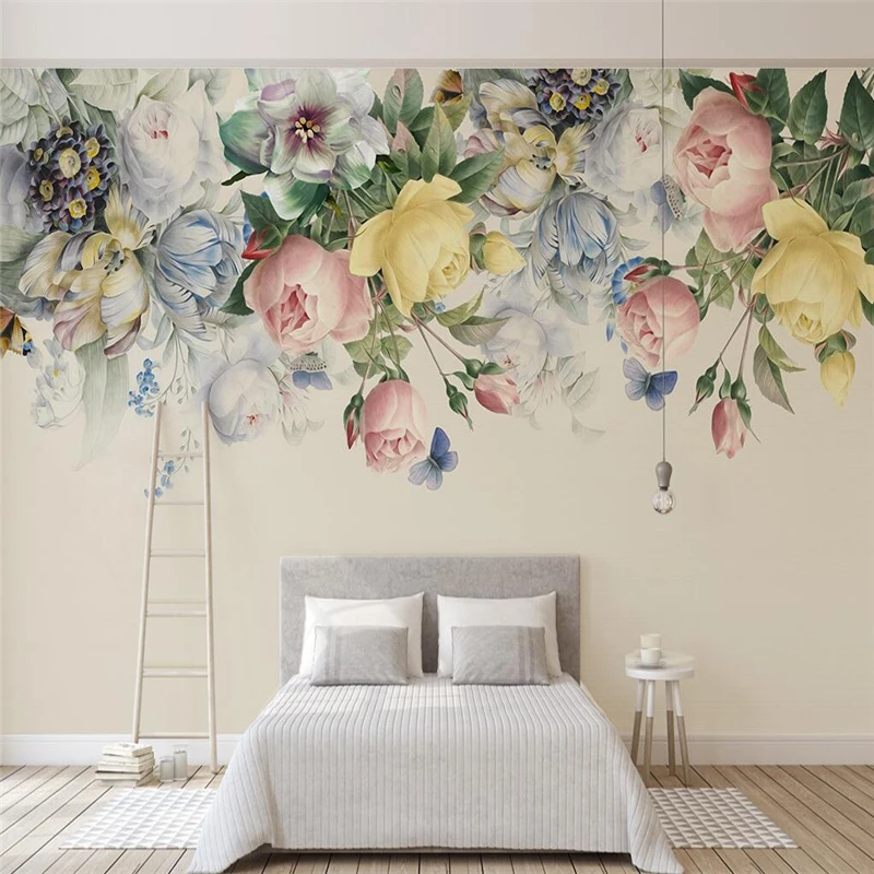 

custom photo wallpaper Vintage flowers wallpapers for living room bedroom decoration mural 3d murals wall paper house Stickers