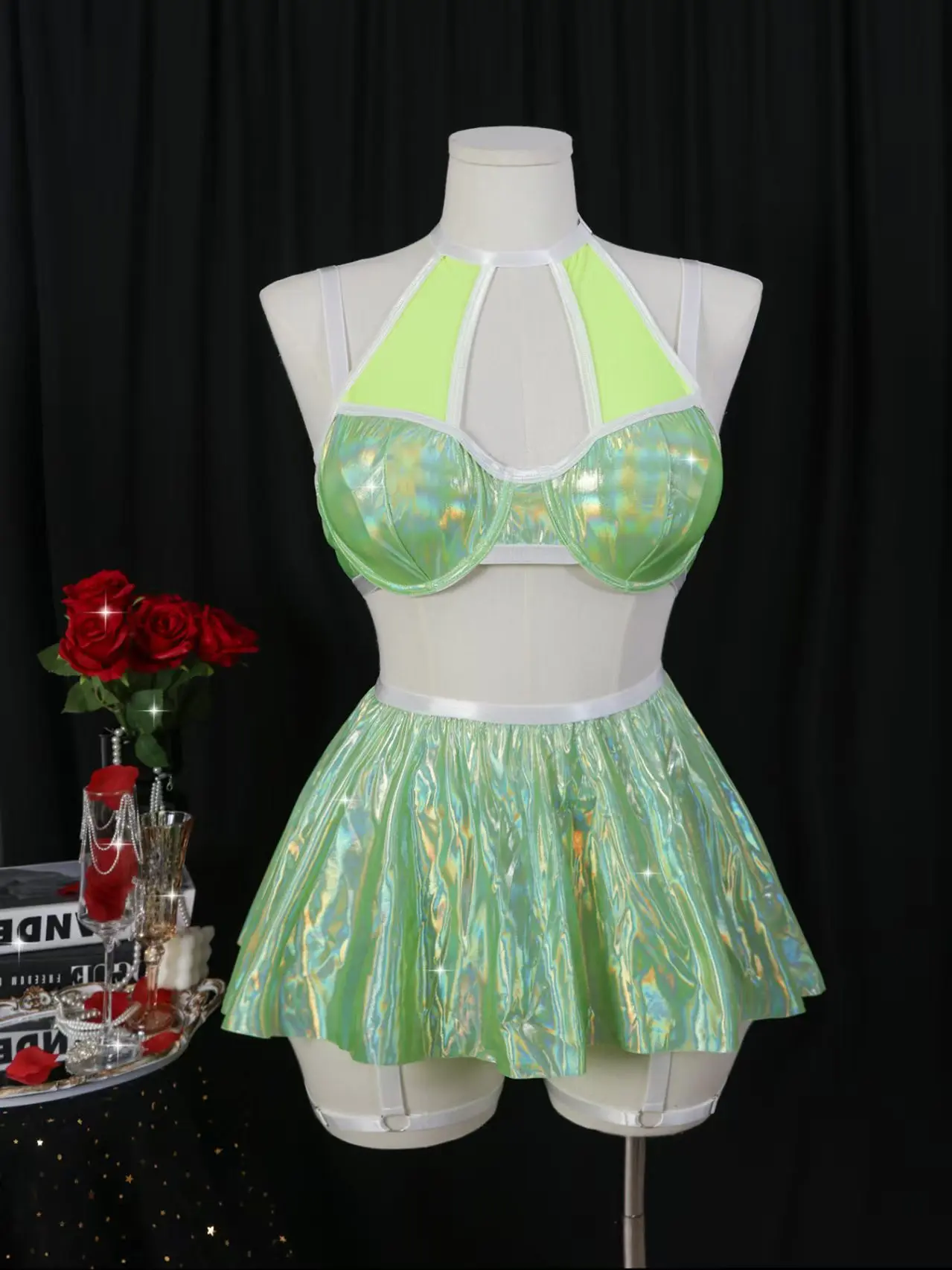 

New Women's Sexy Plus Size Halter Bikini Sets Large Lady Lingerie Dress Night Club Cosplay Costumes XXL Fliter Outfits