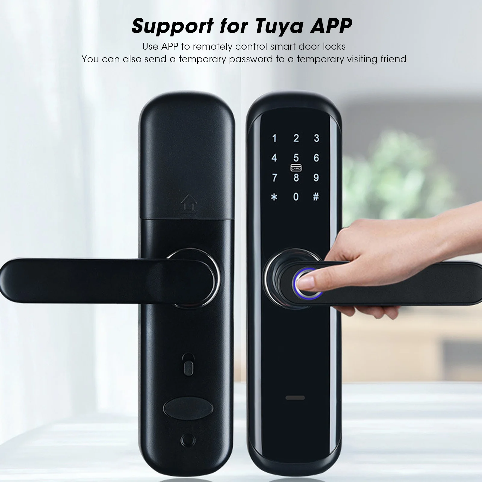 Keyless Entry Door Lock Smart Door Lock Security Fingerprint for TUYA APP Remote Control Electronic Coded for Home Hotel