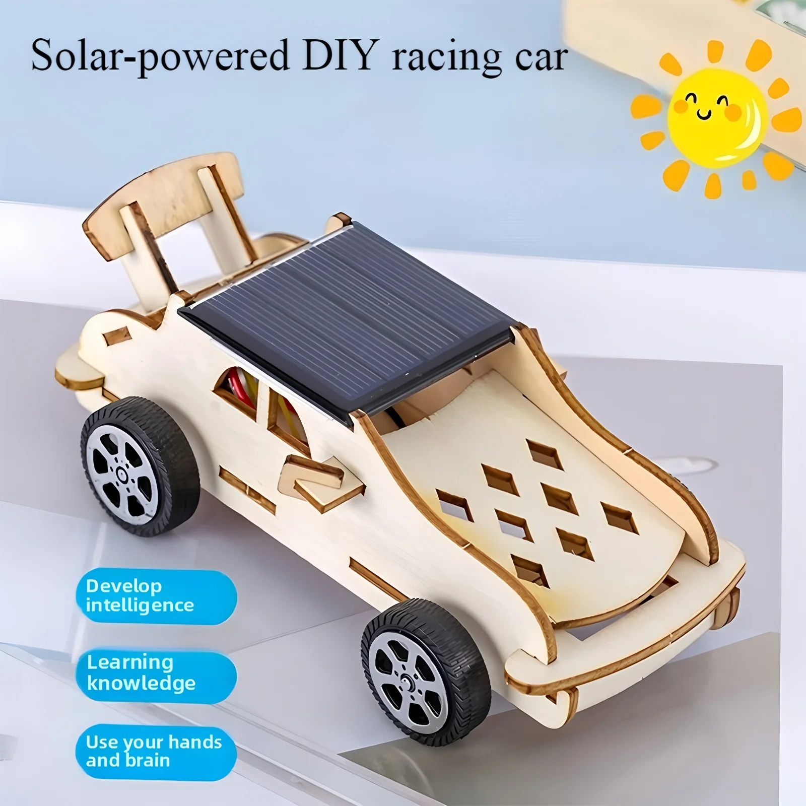 Solarbetriebene Autos, handgefertigte DIY-Modellbausätze für Kinder, 3D-Holzpuzzles und pädagogische sowie wissenschaftliche Experimentierartikel