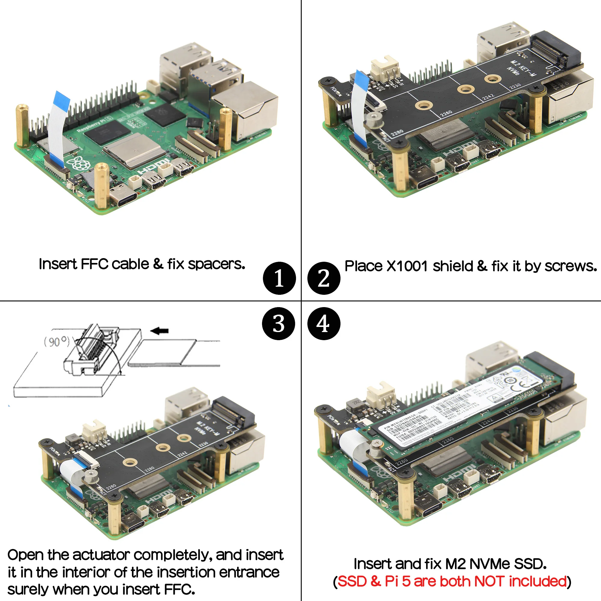 Geekworm X1001 PCIe zu NVMe M.2 SSD Shield Board für Raspberry Pi 5 – Detail 4