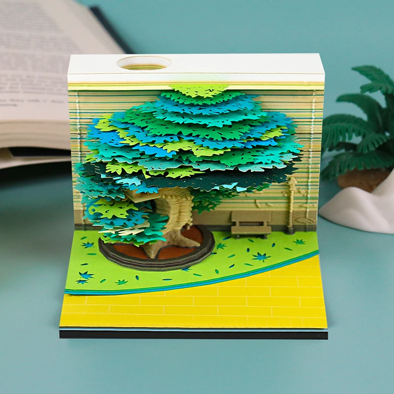 

Omoshiroi Block 3D Memo Pad Magic Castle Desk Calendar Season Tree House Sticky Note Notepads Luxury Gift For Girl Birthday