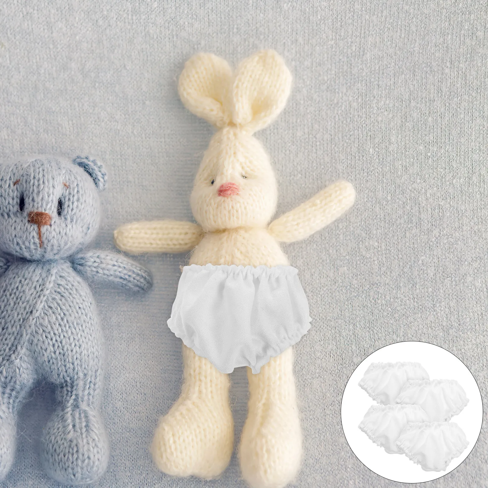 

4Pcs White Stuffed Bear Underwear Reusable Soft Fabric Bear Panties for Pretend Play Dress Up Developmental Learning Parenting