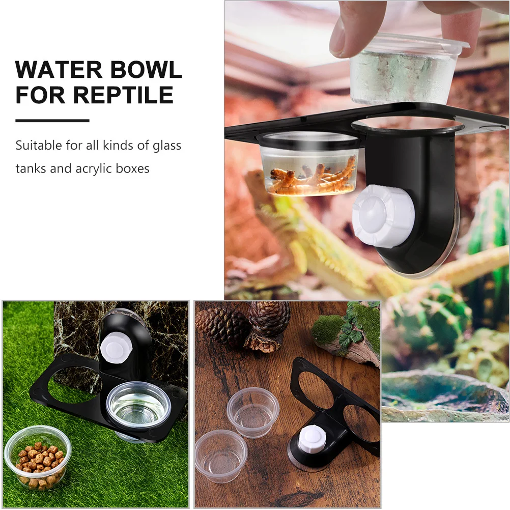 

2pcs Reptile Feeder Bowl Lizard Gecko Food Water Container Suction Cup Stable Escape Proof Crawling Pet Feeding Supplies