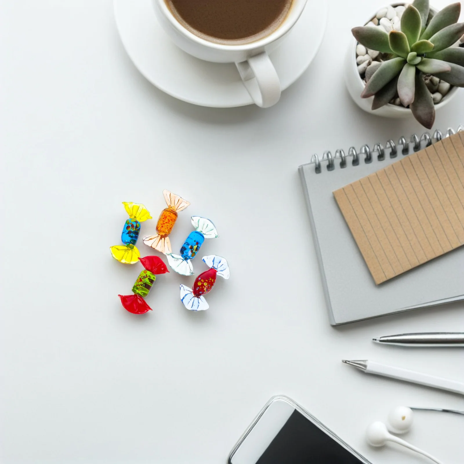 

5Pcs Glass Candy Decorations Handmade Vintage Sweet Baubles for Party Wedding Photography Props Table Decoration Set