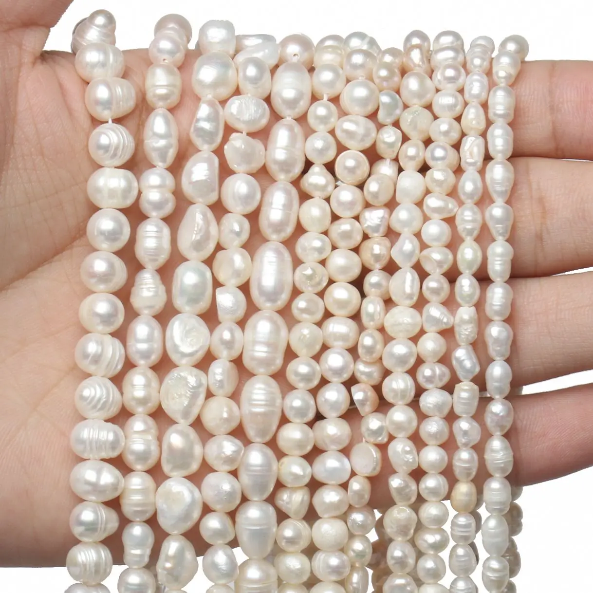 Natural Freshwater Pearl Beads High Quality Irregular Rice Shape Punch Loose Beads For Jewelry Making DIY Bracelet Necklace