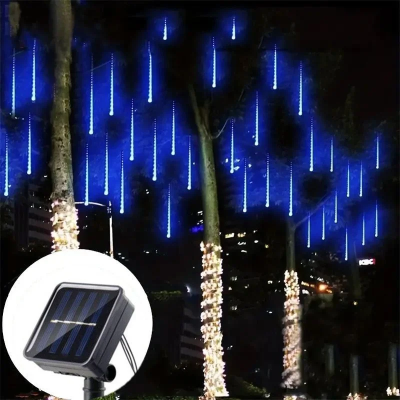 

30/50cm 8 Tubes Led Meteor Shower Solar Led String Lights Outdoor Fairy Garland Christmas Tree Decor Garden Patio Street Lights