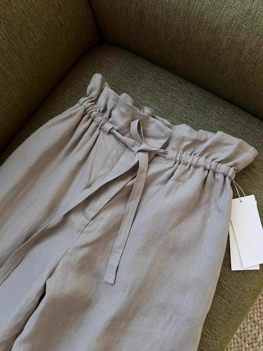 

Retro Japanese Wide Leg Casual Pants Women Summer Small Size Flower Bud High Waist Loose Straight Long Trousers