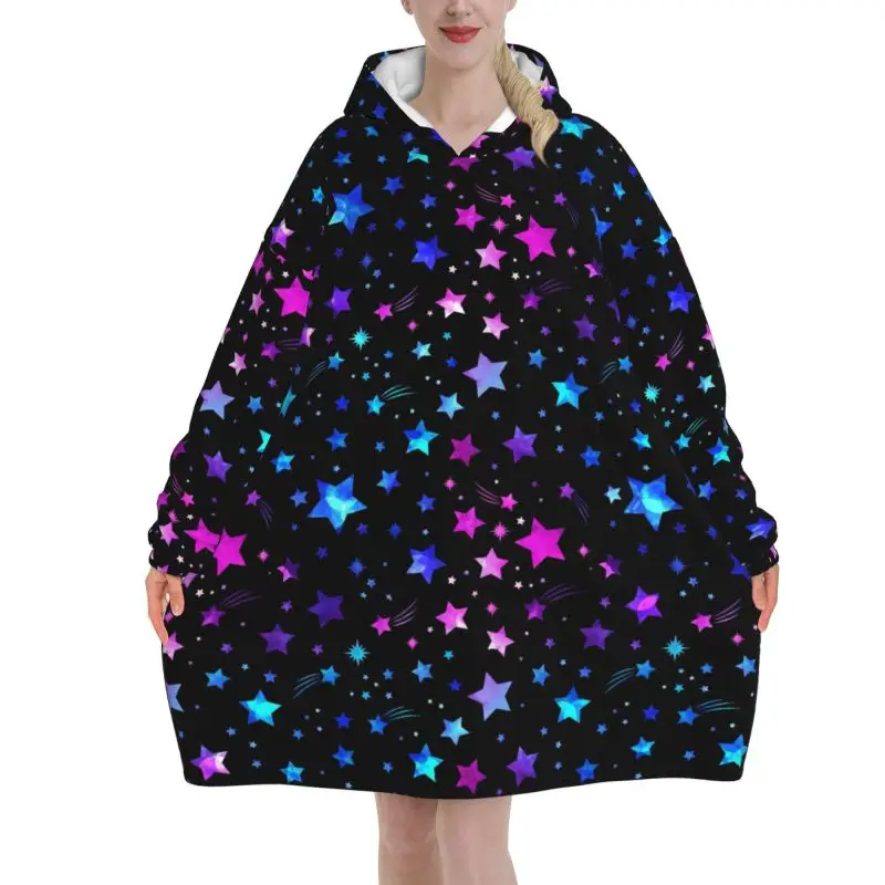 

Space Galaxy Constellation Zodiac Star Wearable Hoodie Blanket Women Pullover Sweatshirt Oversized Warm Fleece Sherpa Blanket