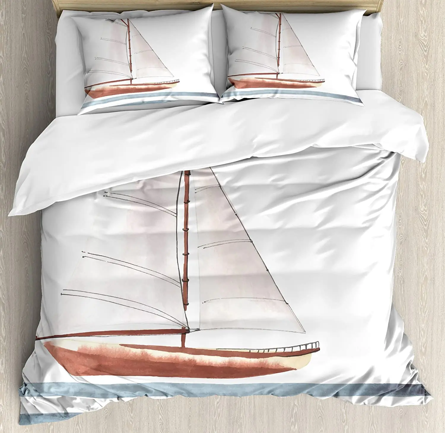 

Nautical Bedding Set For Bedroom Bed Home Let Your Dreams Sail Quote with Boat in Waves M Duvet Cover Quilt Cover And Pillowcase