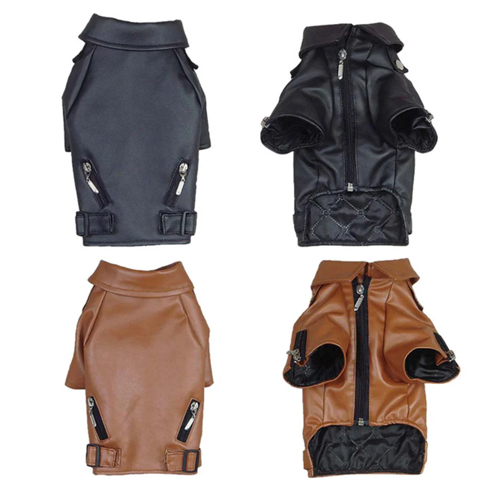 

PU Dog Winter Coat Size L Black Warm Windproof Zip Up Puppy Jacket Dog Vest Cold Weather Clothes D-Ring