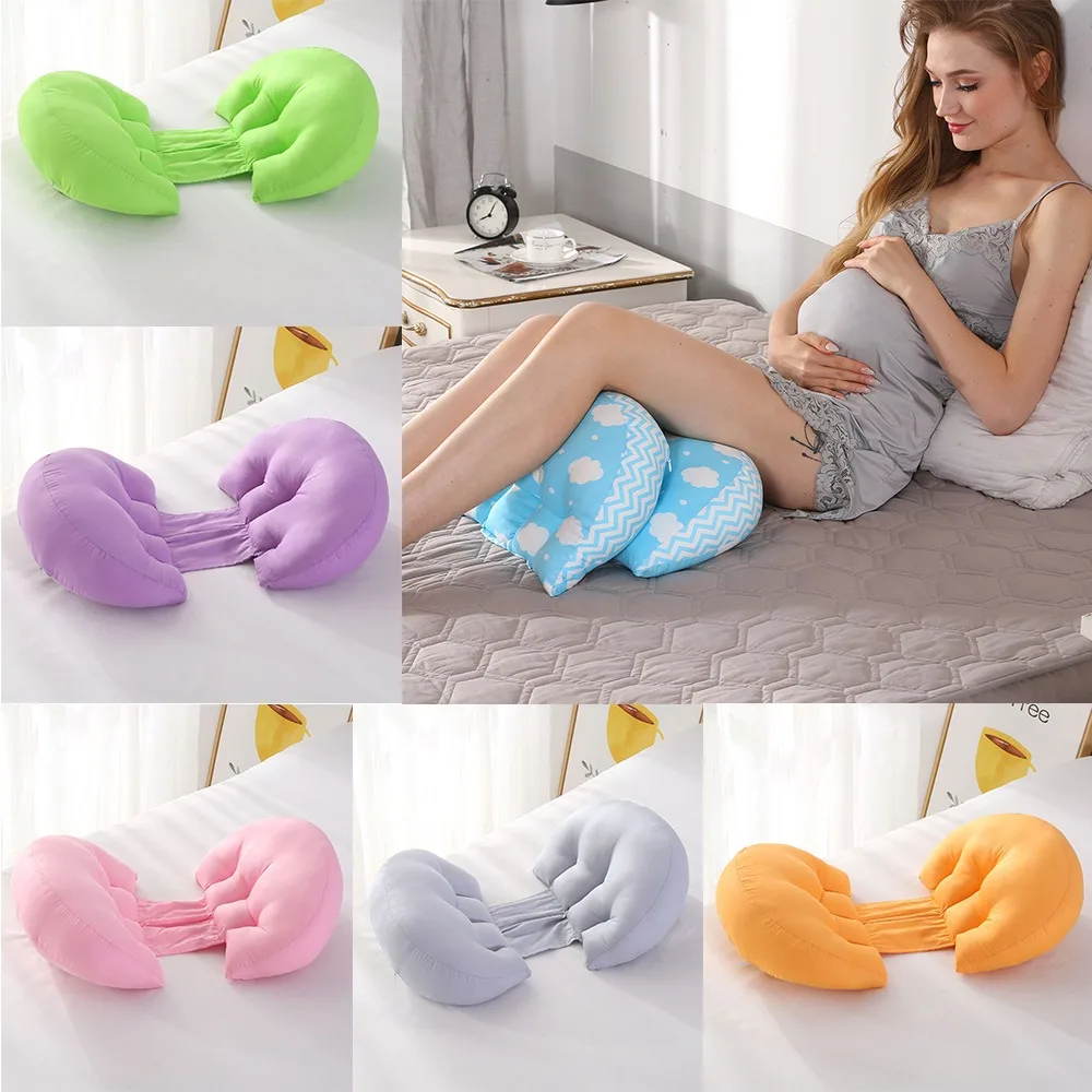 Pillow for Pregnant Women Casual Solid Color Multi-purpose Butterfly Double Semicircular U-shape Lumbar Cushion Maternity Pillow