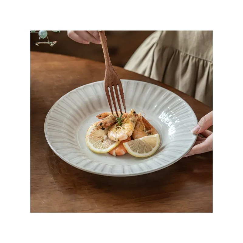Premium Striped Plates, Home Ceramic Plates, New Year's Eve Dinner Dishes, Restaurant Hotel Prepared Dishes
