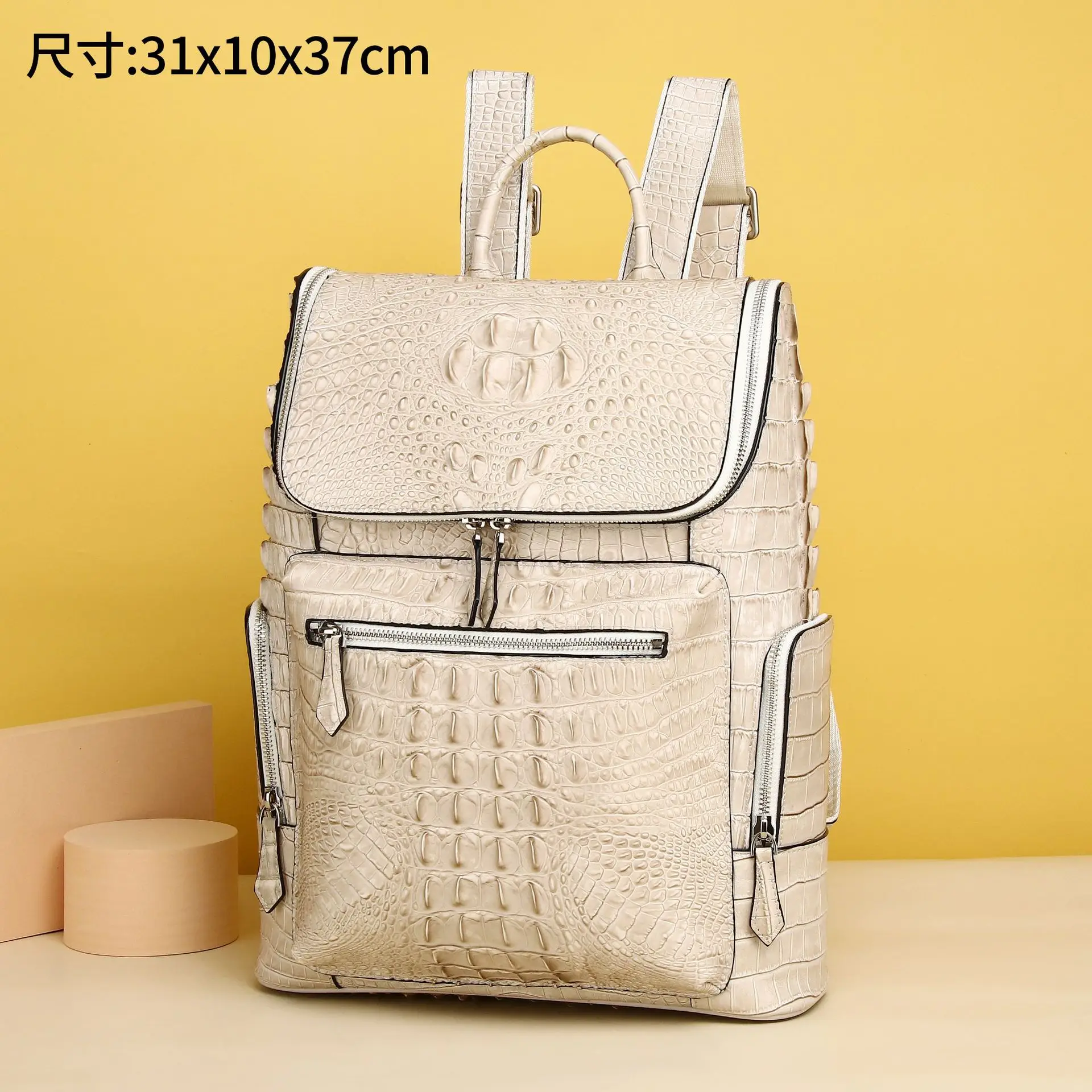 Crocodile Men's Large Capacity Fashion and Classic Women's Leather School Bags Teenage Backpacks for Girls Luggage Computer