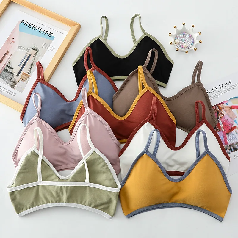 Women's Sling Bra Strap Chest Pad Vest One Piece Tube Top Full Coverage Sexy Color Block Wrapped Chest