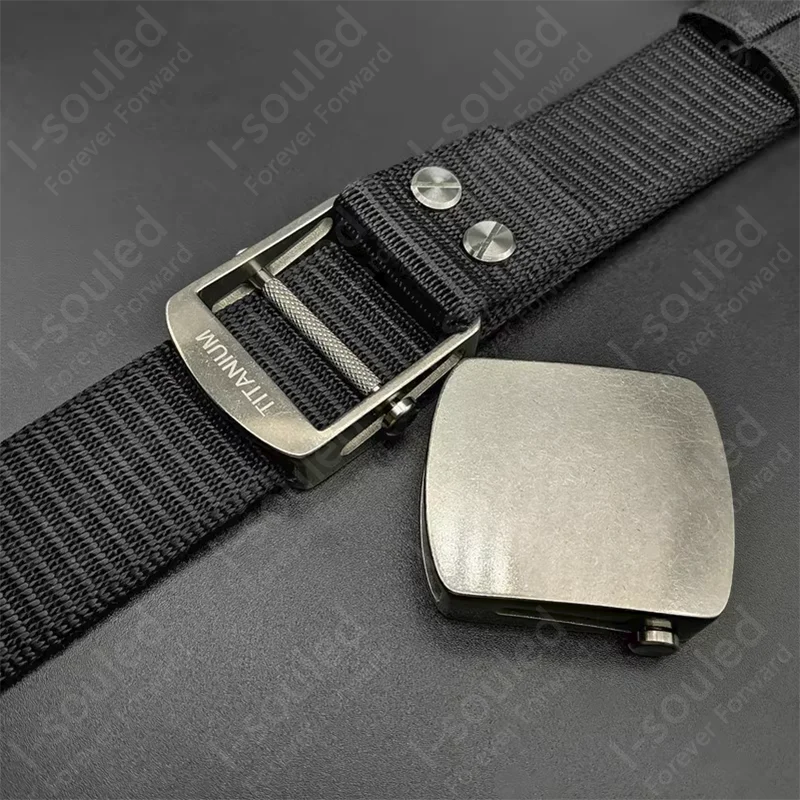 Pure Titanium Roller Buckle Belt Automatic Buckle with  Tactical Nylon Belts 35/38MM Wide