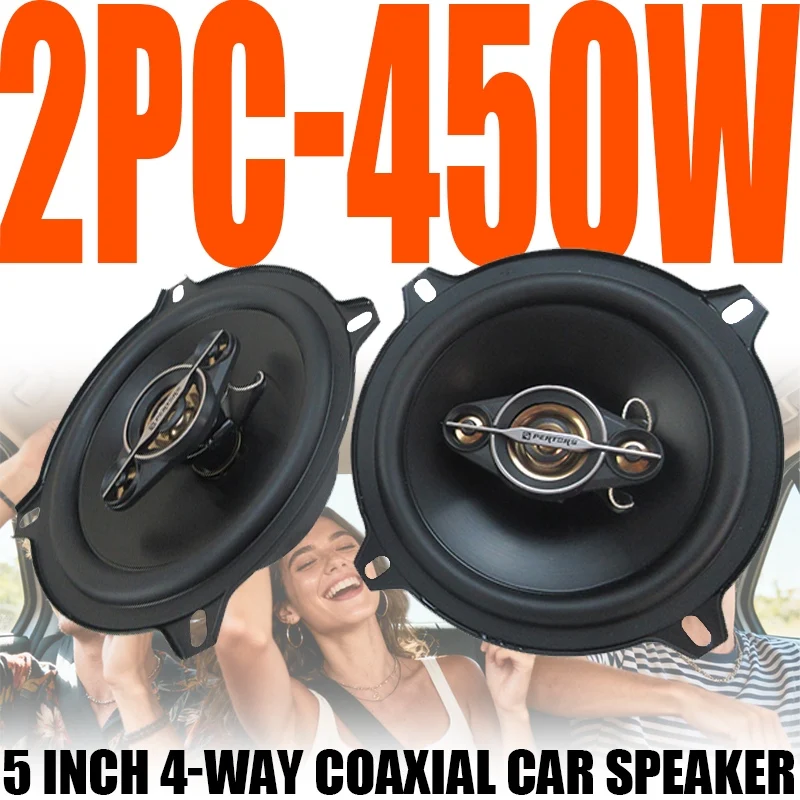 2個-5インチ-450w-車載同軸スピーカー-ユニバーサルカースピーカー-ドア用サブウーファー-車載hifiオーディオ-ミュージック-フルレンジ-トラックステレオスピーカー