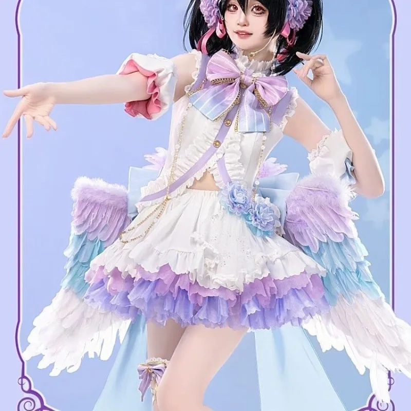 Disfraz de Yazawa Nico, disfraz de Anime LoveLive, vestido blanco de ángel para el Día de San Valentín, uniforme de niña, conjunto completo, vestido de fiesta de Carnaval
