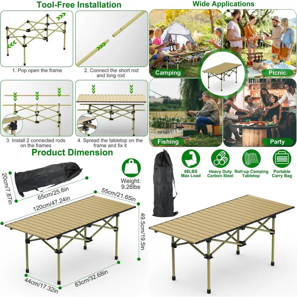 

Portable Folding 4-6 Person Plastic Camping Picnic Table with Grilling Option