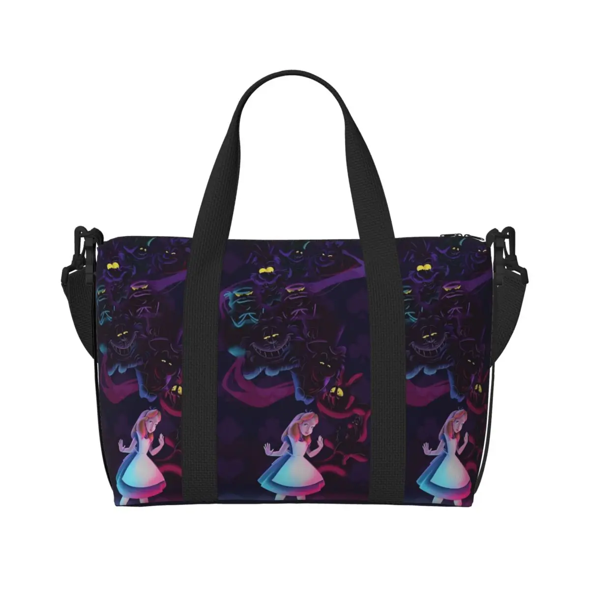 مخصص كبير أليس في بلاد العجائب حمل حقيبة المرأة الرسوم المتحركة المتسوق الكتف رياضة حقيبة سفر الشاطئ #1